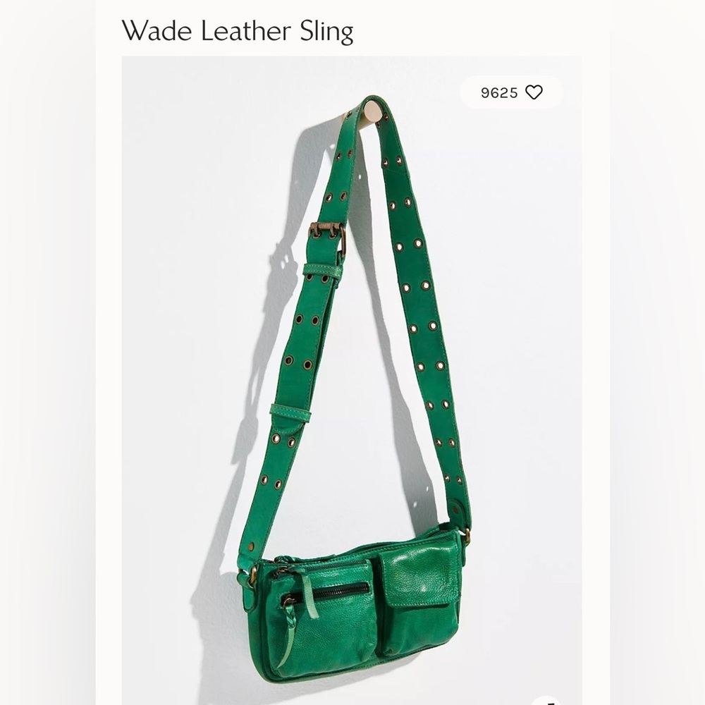 free people wade leather sling bag green